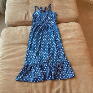 btween Blue Printed Tie-Strap Maxi Dress with Ruffle Hem